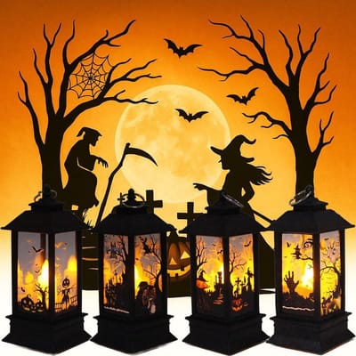 Pompoenlantaarn - Herfstdecoratie Lantaarn - Halloween Sfeer Creëren - Elektrische LED Verlichting - 3 watt - Oranje