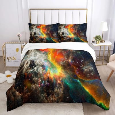 Galaxy Space Beddengoedset 3D Universum Dekbedovertrek Psychedelische Dekbedovertrek Met Rits Queen Dubbel Dekbedovertreksets Kinderen Geschenken 70x133cm 2pcs