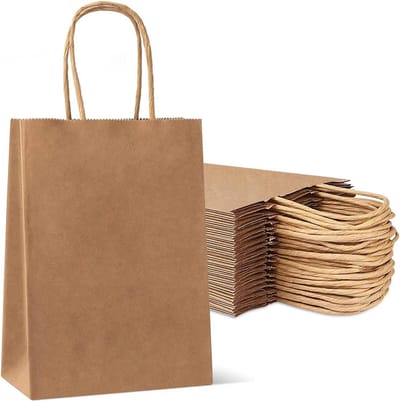 Kraft Papieren Tassen 15x8x21cm, 40 Stuks, Kleine Cadeautassen met Handvatten, Milieuvriendelijk en Duurzaam