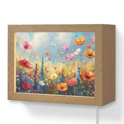 Wandlamp 20x15 cm - Oplaadbaar - Bloemen - Natuur - Botanisch - Kunst - Wandlampen binnen woonkamer - Slaapkamer lamp met kabel - Decoratieve nachtlamp - Vloerlamp snoer