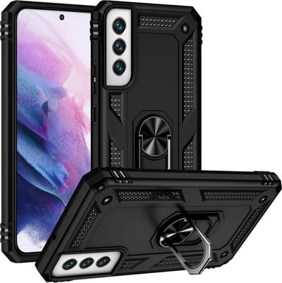 Magnetisch Hoesje Geschikt voor Samsung Galaxy S22 | Kickstand Back Cover met Standaard | Telefoonhoesje met Ring | Beschermhoes met Magneet voor Auto Houder Zwart