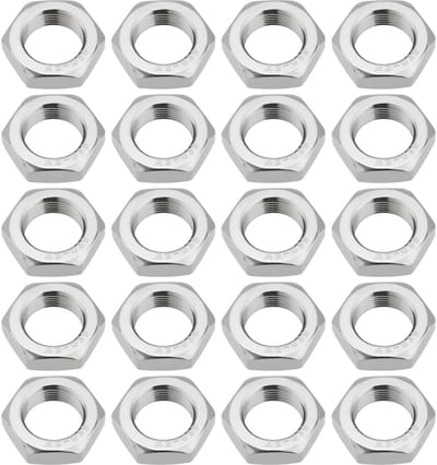 Dailygoods- Moeren 20 Stuks - M16 x 1.0 Zeshoekige Moeren - Roestvrij Staal - Corrosieweerstand - Fijne Schroefdraad - Totale Hoogte 7.8mm - Moer