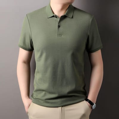 Nieuw T-shirt met korte mouwen Zomer Gemerceriseerd Katoen POLO Shirt Effen Kleur T-shirt Zakelijke Herenkleding XXXXL