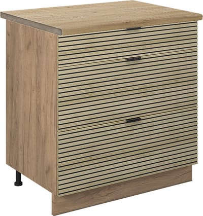 Vicco Fame-Line Keukenonderkast – 80 cm met 3 laden, WB Eik Eiken paneel