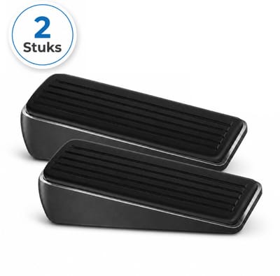 Tomec® Set van 2 Deurstoppers - Deurstopper Zwart - Antislip - Voor binnen en buiten - Deurbuffer - Deurklem