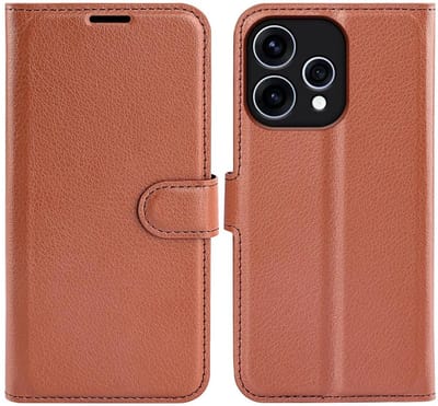 Hoesje geschikt voor Oppo Reno15 - Phonesta Litchi Skin Book Wallet Case - Bruin