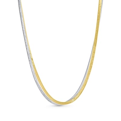 8CN-26483 – CO88 Dubbele Herringbone ketting – 39+5 cm – Zilverkleurig & Goudkleurig