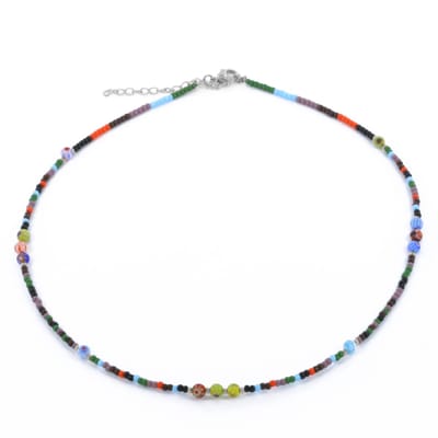CO88 Collection 8CN-26377 Miyuki Kralen ketting 45cm - Multi Kleuren - 40+5cm - 2,2mm Dikte - Staal - Goudkleurig