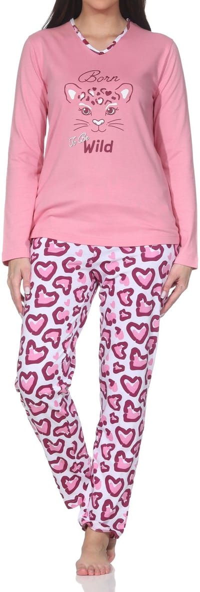 Normann dames pyjama lange mouw pyjama met dierenprintmotief – ook in grote maten