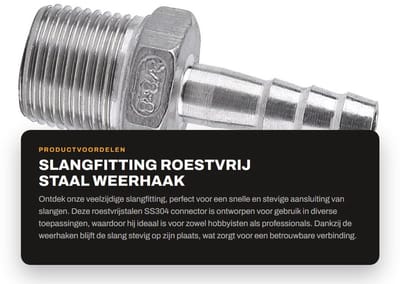 Dailygoods- Slangfitting Roestvrij Staal SS304 - Slangkoppeling - Slangstuk - Slangtuleconnector - Weerhaak - 55° BSPT 1/8"~3/4