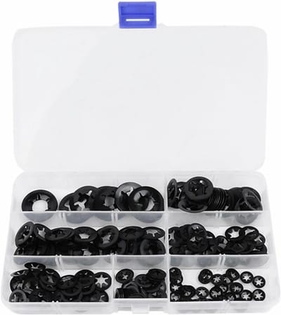 Verzinkte vergrendelringen en binnen-tandringen set met snelontgrendeling, assortiment M3/M4/M5/M6/M8/M10/M12 in zwart/mangaanstaal voor stevige bevestiging
