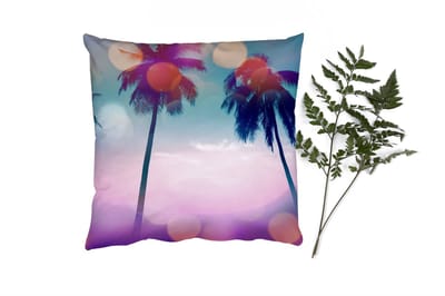 Sierkussens - Kussentjes Woonkamer - 40x40 cm - Zomer - Palmen - Lucht - Roze