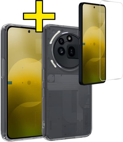 Hoesje - Met Screenprotector - Geschikt voor Nothing Phone (3a) Pro - Sterk & Shockproof - Back Cover - Siliconen Case - Telefoon Hoes - Telefoonhoesjes - Transparant