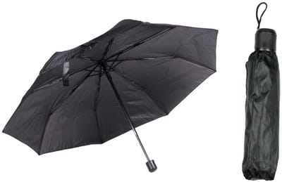 Benson Paraplu mini - 2x - zwart - opvouwbaar - 93 x 55 cm - reisparaplu - compact
