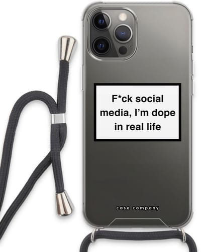 Case Company® - Hoesje met koord geschikt voor iPhone 13 Pro Max hoesje met Koord - I'm dope - Telefoonhoesje met Zwart Koord - Bescherming aan alle Kanten en Over de Schermrand