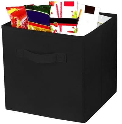 Dailygoods- Opbergdoos zwart - Opvouwbare Opbergkubus - 28 x 28 x 28 cm - Flexibel Design - Ruimtebesparend - Hoogwaardig Vliesstof