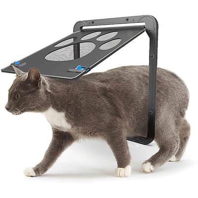Porte moustiquaire pour animaux de compagnie, à rabat magnétique, porte noire verrouillable automatique pour Black