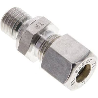 8L & M12x1.5 RVS Rechte Knelfitting Buitendraad 315bar FKM ISO 8434-1
