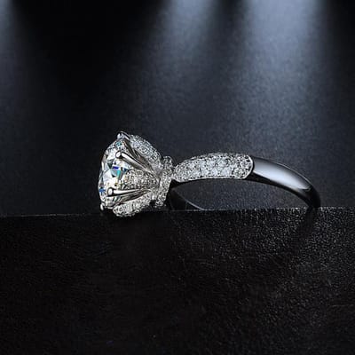 Echte 925 Sterling Zilver 1 Karaat Fl Diamanten Ring Vrouwen Fijn Zilver 925 Sieraden Bruiloft Bizuteria Edelsteen Ringen Meisjes Doos 5.5