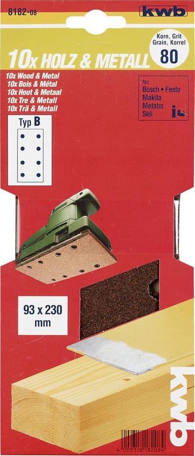 KWB schuurstrook 93 x 230 mm - Korrel 40 - 818204 - 10 stuks