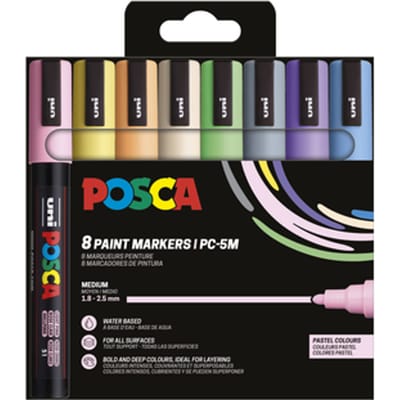 Paintmarker Uni POSCA PC5M medium pastel assorti set à 8 stuks