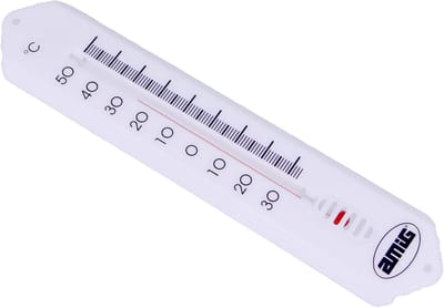 Wandthermometer Analoog - Temperatuurmeter Buiten - Tuin Temperatuur Meten - Groot Formaat Afleesbaar - 190 mm Lengte - Wit