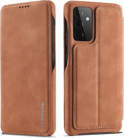 LC.IMEEKE Hoesje - Geschikt voor Samsung Galaxy A52 / A52s Hoesje - LC.IMEEKE Retro Book Case - Bruin
