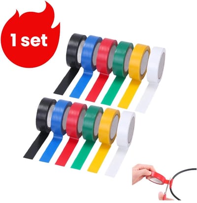 1 set - PVC elektrische tape - isolerende en waterdichte tape - draadafdichting en -binding - elektrische tape - zwart*2 - rood*2 - geel*2 - blauw*2 - groen*2 - wit*2
