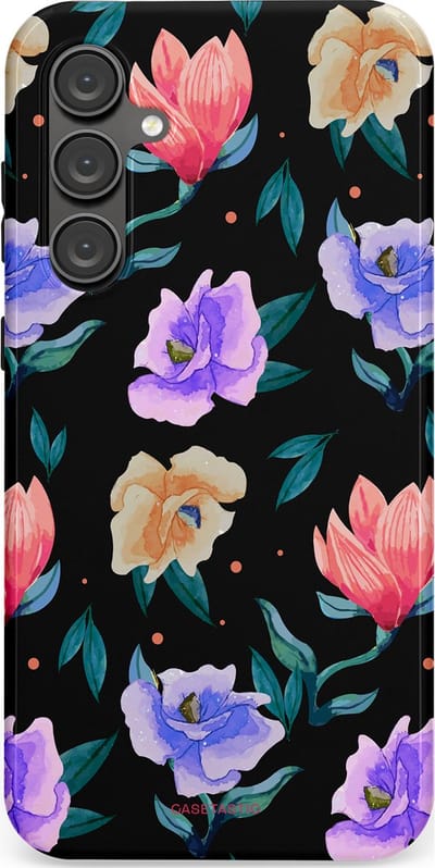 Casetastic hoesje geschikt voor Samsung Galaxy S23 FE - Dubbellaagse bescherming - Avondtuin - Fashion Case - Zwart Petrol Lavendel