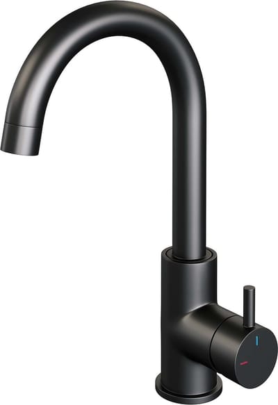 Brauer BlackEdition Wastafelmengkraan opbouw - hoog - draaibaar - ronde uitloop - model b - mat zwart