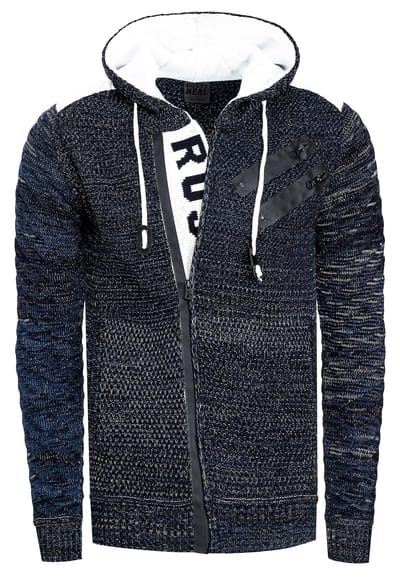 Chunky gebreide jas met capuchon met volledige rits