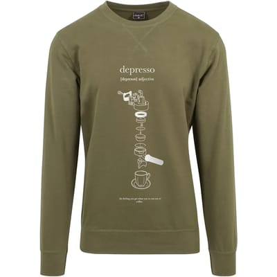 Mister Tee - Depresso Crewneck sweater/trui - XL - Olijfgroen