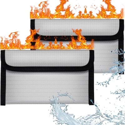 Vuurvaste Documententas, 2 Stuks 20 X 12 Cm Geld Vuurvaste Tas, Solide Siliconen Gecoate Waterdichte en Brandwerende Veilige Opbergtas met Rits voor Contant Geld, Bestand, Paspoort, Sieraden-2 stuks grijs