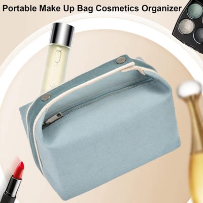 Trousse de Maquillage Portable Organisateur de Cosmétiques Étui de Voyage Portatif Avec Fermeture Éclair 4 Petites Poches Femmes Portable Cosmétiques Make kaki