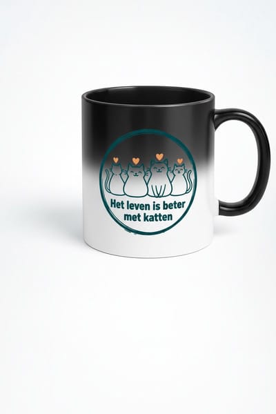 Magische Koffiemok "Het Leven is Beter met Katten" | Kleur Veranderende Katten Mok