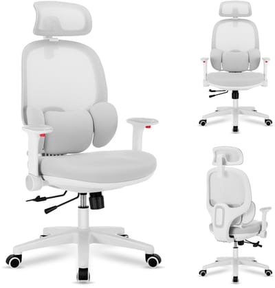 Mark Adler Junior 6.3 Grey - Ergonomische Kinderbureaustoel met 3D Lendensteun - en Verstelbare Rugleuning en Hoofdsteun - Grijs