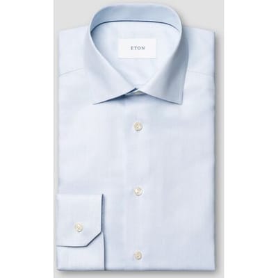 Eton Overhemd Smooth Fine Twill Organic Extra Long Staple Cotton Licht Blauw / male