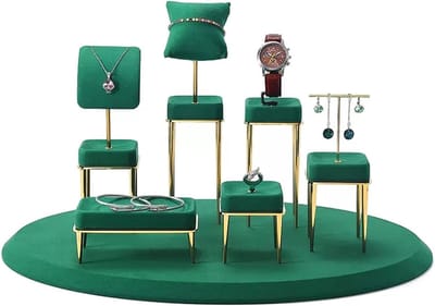 Sieradenhouders Set - Display Stands - Sieraden Tonen - Zacht Microvezel - 7 Stuks - Groen