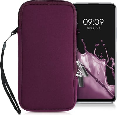 kwmobile telefoontasje universeel geschikt voor XL - 6,7/6,8" smartphones - 17,2 x 8,4 cm - Hoesje met rits en polslusje -In braam -