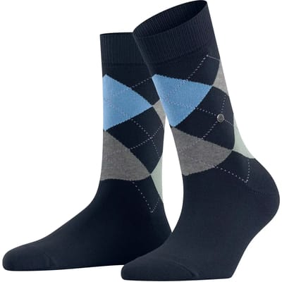 Burlington Queen gedessineerd katoen sokken dames blauw - maat 36-41