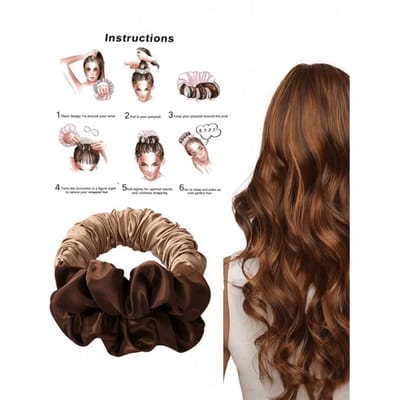 Geen Hitte Krullende Haare Scrunchies, Bruine Satijnen Geen Hitte Kruller, Kan Gedragen Worden Tijdens het Slapen, Zachte & Comfortabele Slaap Scrunchies Brown veelkleurig