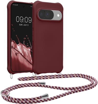 kwmobile telefoonhoesjegeschikt voor Google Pixel 10 / Pixel 10 Pro - Hoesje van siliconen met telefoonkoord - In bordeaux-violet
