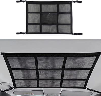 Car Roof Storage Net - Luggage Net voor Auto - Praktische Auto Accessoires - Dubbele Opslag - Versterkt Ontwerp - Geschikt voor de Meeste Voertuigen met 4 Armsteunen
