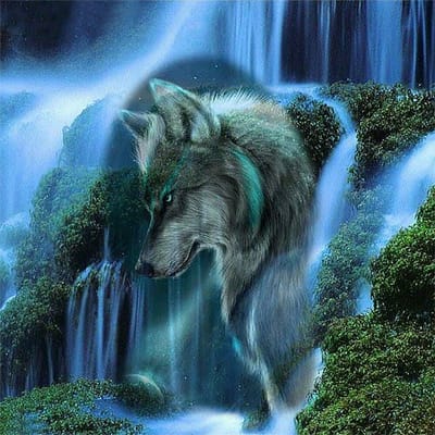 5D DIY Diamond Painting Wolf Waterval Borduren Kruissteek Strass Mozaïek Home Decor 30X30CM gray