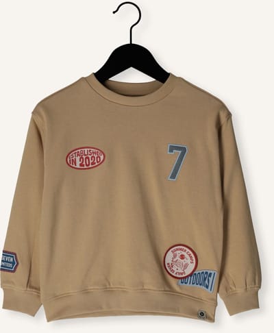 DAILY7 Oversized Sweater Badges Truien & Vesten Jongens - Sweater - Hoodie - Vest- Camel - Maat 92