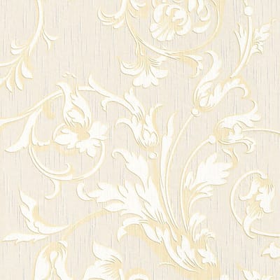 Textiel look behang Profhome 956337-GU textiel behang gestructureerd in textiel look mat crème goud beige 5,33 m2