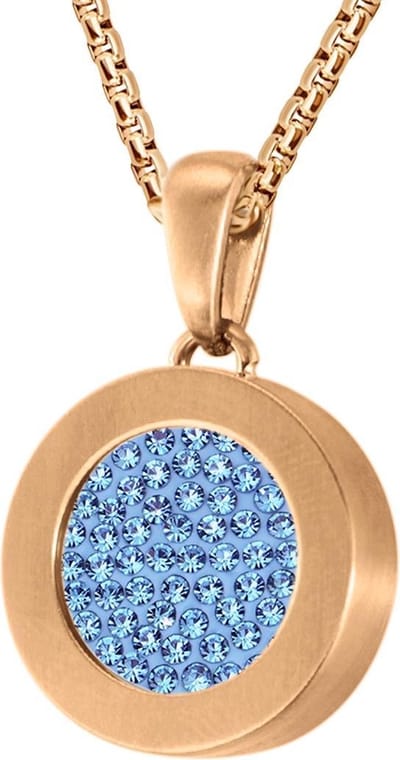 Quiges 12mm Mini Munt Hanger Rosékleurig RVS Mat met Zirkonia Blauw Munt en Box Ketting Ankerketting 42-46cm