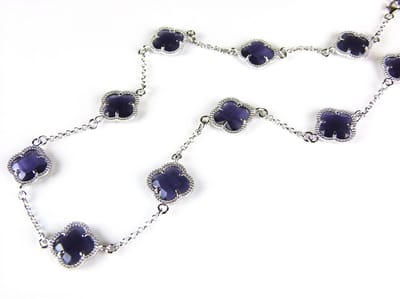 model 10 Fiori collier in zilver paarse klavers
