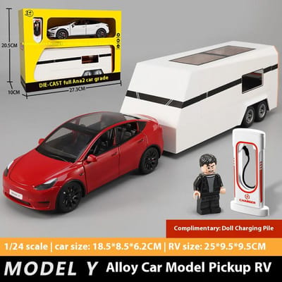 1:24 Model Y Model X Model S Trailer Rv Legering Diecast Metaal Auto Model Gesimuleerd Speelgoed Voertuig Collecties Hobby Verjaardagscadeaus Jongen