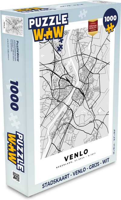 Puzzel Stadskaart - Venlo - Grijs - Wit - Legpuzzel - Puzzel 1000 stukjes volwassenen - Plattegrond